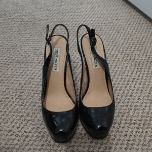 Steve Madden Black Patent Slingback Heels